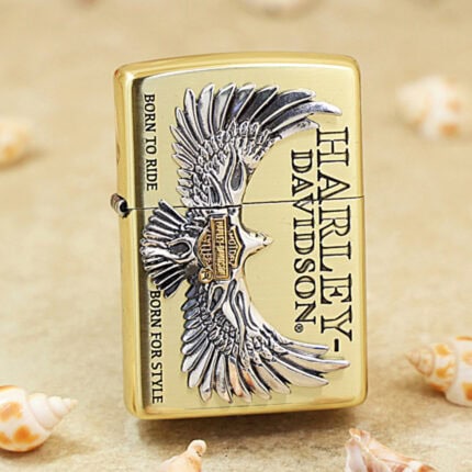 Japanese Zippo Harley-Davidson Flying Eagle Antique Brass Lighter HDP-77
