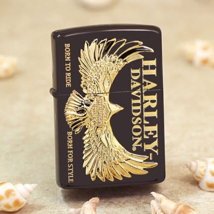 2023 Japanese Zippo Harley-Davidson Black Ice Gold Eagle Lighter – product image 1 of 7