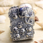Japanese Zippo Silver-Plated Big Skull Emblem Lighter – product image 1 of 6