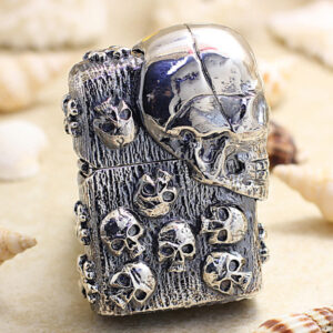 Japanese Zippo Plating Silver Big Skull Emblem Lighter