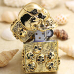 Japanese Zippo Gold-Plated Big Skull Emblem Lighter – product image 2 of 6