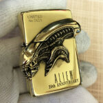 Open H.R. Giger Alien Emblem No. 3 brass Zippo lighter