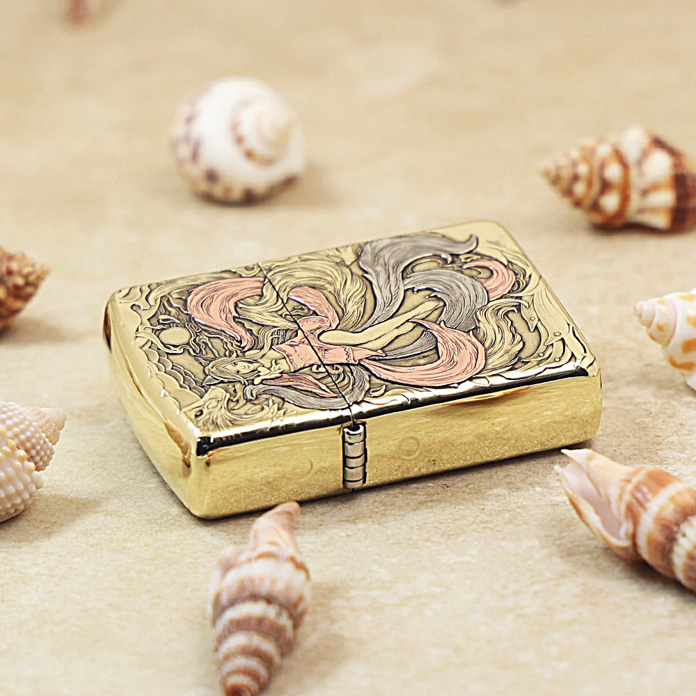 Etching Armor Brass 5-Sides Nine-tailed Fox Zippo Lighter
