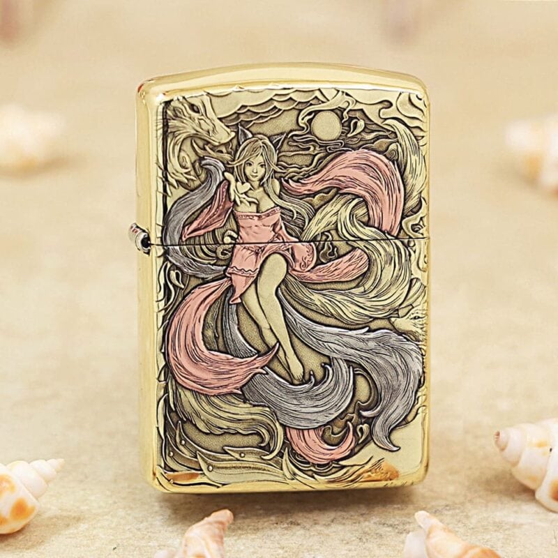 Nine-Tailed Fox Brass Zippo Armor Lighter | KZ120