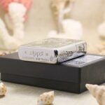 KZ129 Zippo Armor lighter bottom stamp beside its original black Armor Case box