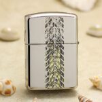 Full-height tire-track engraving on the reverse of KZ141 Jeep Zippo Armor lighter