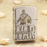 Shield-bearing Captain America and AMERICA lettering on the reverse of KZ142 lighter