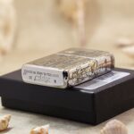 Zippo base stamp and engraved character edges of KZ142 chrome Armor lighter