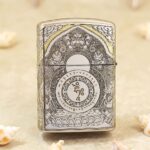 Om symbol inside a detailed mandala on the reverse of KZ144 Zippo Armor lighter