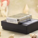 Zippo base stamp and engraved edges of KZ145 chrome Armor lighter