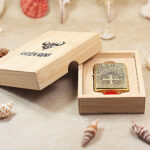 Brass St. Benedict Zippo Armor lighter in fitted wooden presentation box