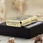 Zippo base stamp and polished edges of KZ149 engraved Armor lighter