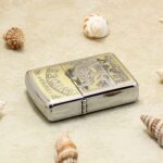 Wides camel tobacco-pack engraved Zippo Armor lighter lying flat