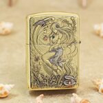 Flowing-haired mermaid and underwater creatures on the reverse of KZ156 lighter