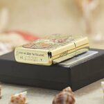 Zippo base stamp and engraved ocean edges of KZ156 mermaid Armor lighter