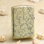 Dense leaf-and-vine arabesque pattern on the reverse of KZ159 Zippo Armor lighter