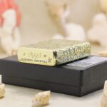 Zippo base stamp and engraved edges of KZ159 arabesque Armor lighter