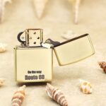 Open KZ160 Zippo Armor lighter showing the brushed reverse and Route 66 lettering