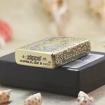 Zippo base stamp and engraved floral edges on KZ174 Until Death Armor lighter
