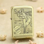Vintage Windy pin-up artwork engraved on brass Zippo 1941 Replica lighter