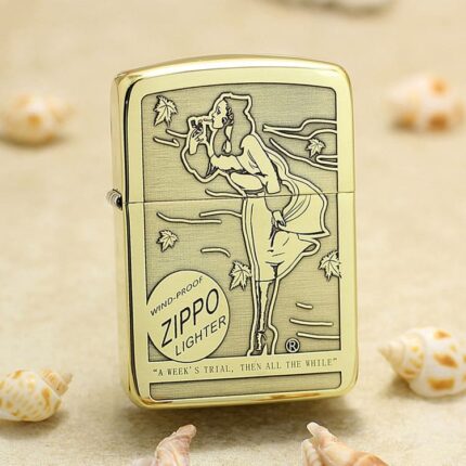 Vintage Windy pin-up artwork engraved on brass Zippo 1941 Replica lighter