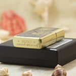 Zippo base stamp on KZ184 brushed brass tiger Armor lighter