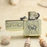 Open Camel Nutty Menthol brass Zippo 1941 Replica lighter, front view