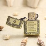 Open Game of Thrones brass Zippo Armor lighter with text panels