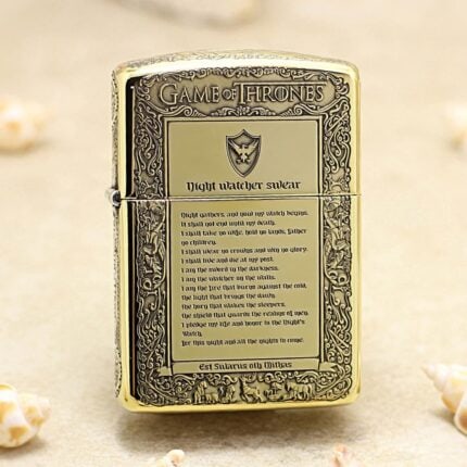 Game of Thrones brass Zippo Armor lighter with Night's Watch oath panel