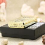 Buddha Relief Zippo Armor lighter on black display box