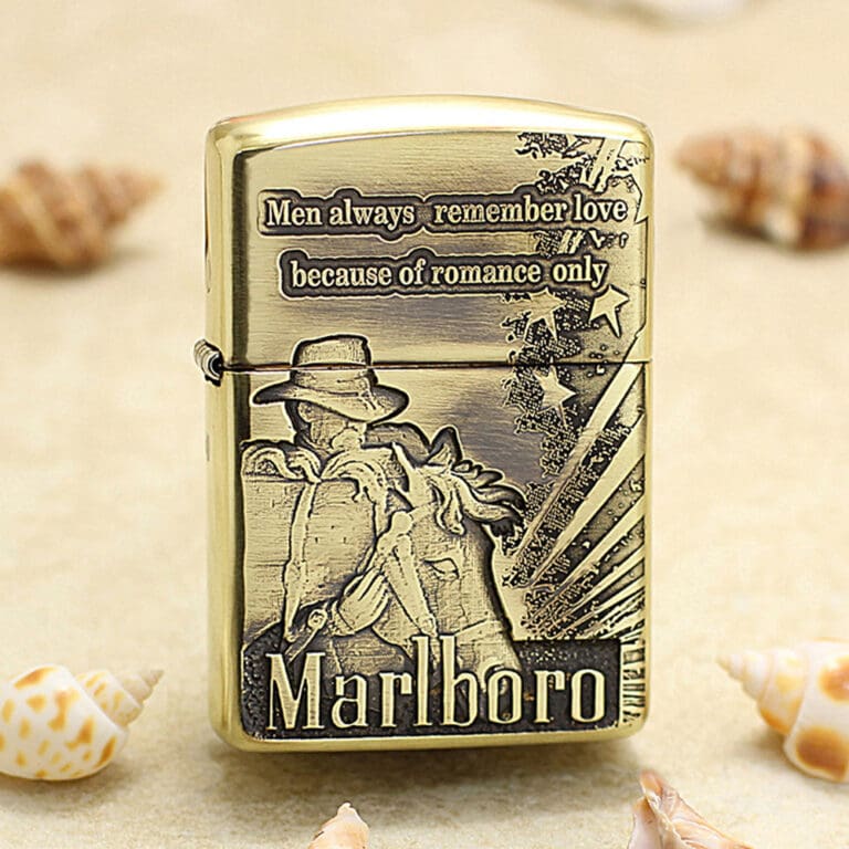 Etching Brass Armor 5-Sides Marlboro Cowboy Zippo Lighter