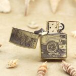Open Jeep Rubicon brass Zippo Armor lighter front artwork