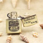 Open Jeep Rubicon Zippo Armor lighter with 4x4 badge