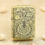 Guardian Angel brass Zippo Armor lighter with winged figure and mystical seal