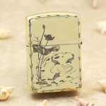 Dragon Koi Lotus Zippo Armor lighter with koi pond and lotus artwork