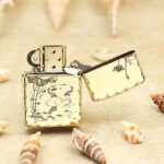 Open Dragon Koi Lotus Zippo Armor lighter showing koi and plant motifs