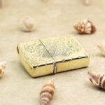 Dragon Koi Lotus brass Zippo Armor lighter reverse fish engraving