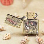 Open Tom and Jerry brass Zippo Armor lighter with Luckin artwork