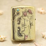 Dragon and woman Zippo Armor lighter with ornamental portrait engraving