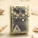 Dangerous Skull Zippo Armor lighter reverse with honeycomb warning design