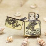 Open Avengers Iron Man brass Zippo Armor lighter front artwork