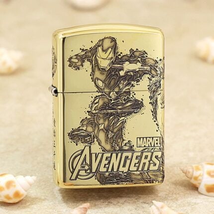 Avengers Iron Man high-polish brass Zippo Armor lighter front view