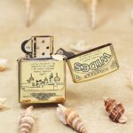 Open Camel Desert Map Zippo Armor lighter showing architectural engraving