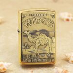 Camel Desert Map high-polish brass Zippo Armor lighter front view