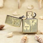 Open Windy Girl brass Zippo Armor lighter front artwork
