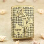 Windy Girl high-polish brass Zippo Armor lighter with star pattern