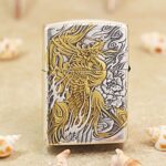 Gold Dragon Zippo Armor lighter engraving close-up