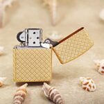Open woven braid Zippo Armor lighter showing reverse texture