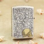 Golden Woman Arabesque Zippo Armor lighter reverse gold skull motif