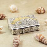 Silver-tone Arabesque Zippo Armor lighter with gold fish motif